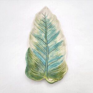 Fitz And Floyd Cockatoo Leaf-Shaped Bread Tray Platter